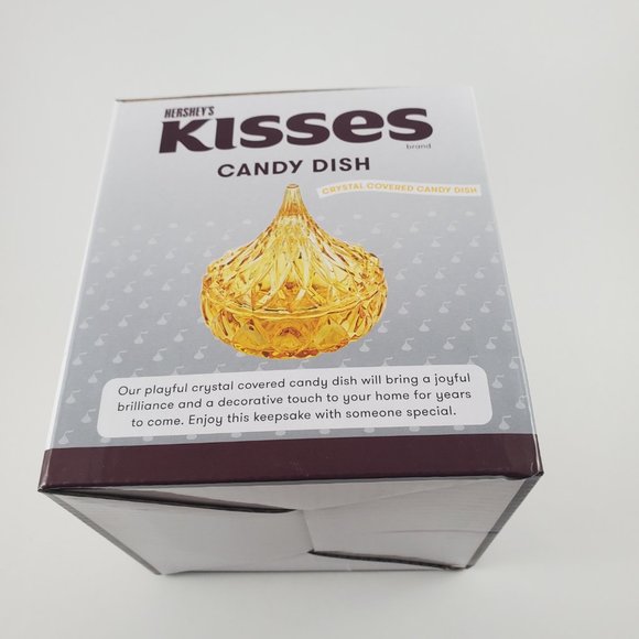 Hershey’s Kisses Crystal Covered Candy Dish Gold Godinger 5" Iridescent Glass - Picture 4 of 7